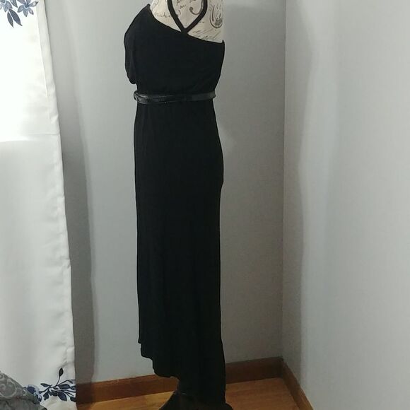 American Dream Black Strapless Hi/Low Maxi w/ belt - Picture 4 of 12
